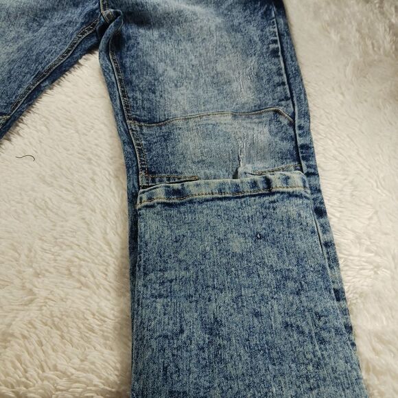 WT02 Acid Wash Denim Jeans Men's 32x30(29) Stretch Faux Double Knee Blue........ - Picture 12 of 14